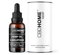 Huile de Graines de Chanvre 40% + Mélatonine - 50 ml - Base de Coco et Graines de Chanvre Écologique - Pressée à Froid - Sans Additifs - 100% Végétale - Certifié Écologique UE