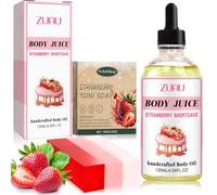Huile de jus pour le corps, huile de jus pour le corps à la fraise, huile pour le corps Shortcake aux fraises,huile de massage raffermissante pour la peau du corps hydratante 120 ml Nettoyant féminin