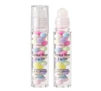 Huile de lèvres à boule de roulement - Gloss à lèvres hydratant, hydratant l'huile de soins aux lèvres | Traitement des lèvres repulpant avec formule nourrissante, brillance légère non collante, ampli
