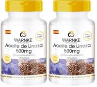 Huile de Lin 500mg - 100 gélules molles - Préssée à froid - avec vitamine E | Warnke Vitalstoffe - Qualité des pharmacies allemandes (Lot de 2)