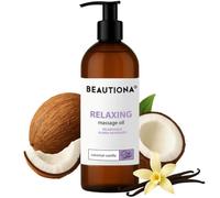 Huile de massage 500 ml - Parfum noix de coco et vanille - Huile corporelle relaxante pour le massage, le bien-être et l'aromathérapie - Avec huile d'amande, huile d'avocat, huile de macadamia et