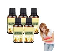 Huile de massage abdominal apaisante, Mélange relaxant pour l'estomac, pour un massage abdominal relaxant, tonifiant le corps et la peau, Mélange apaisant pour le confort de l'estomac (5 bouteilles)