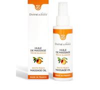 Huile de massage gourmande bio à la peche blanche -Soin sensoriel & hydratant- idéal soirée saint-valentin-cadeau coquin saint-valentin- soirée saint-valentin romantique et sensuelle-