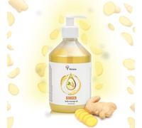 Huile de massage Verana, Gingembre, Huile cosmétique naturelle pour le corps, Pour tous types de peau, Massage nourrissant, Aromathérapie, Peau anti-âge, Anti cellulite, Antiseptique (500 ml)
