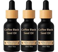 Huile de nigelle bio pour le visage, 30 ml, infusée au café. Hydratation intense et gouttes anti-âge. Légère et non grasse. Convient à tous types de peau.