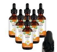 Huile De PéPins De Courge PresséE à Froid Pour Les Cheveux 60 Ml, Huile De PéPins De Courge, Huile VéGéTale Froide Hydratante Pour Le Cuir Chevelu, Huile Capillaire Cheveux Secs Et AbîMéS (6 PCS)