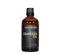 Huile de pépins de raisin (Grapeseed Oil) certifiée bio de Alucia Organics 100ml - pur, naturel, pressé à froid, végétalien, pour la peau, le visage, le corps, le massage