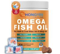 Huile de Poisson pour Animaux (thréonine, vitamines A/C/E, oméga-3 DHA+EPA, Huile de périlla, Lin) - 200 Caps/Flacon. Soulage démangeaisons, favorise santé Peau Chien, Rend Pelage Brillant