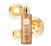 Huile de protection solaire légère - Indice de protection solaire 45,100 ml - Étanche - Non grasse - Brillant - Soin hydratant pour l'école, l'extérieur, le camping, les vacances, le sport, les