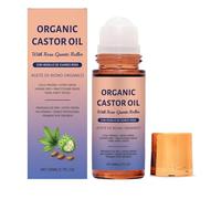 Huile de ricin bio avec roll-on en quartz rose, Roll-on à l'huile de ricin dorée, hydrate la peau en profondeur, soulage la sécheresse et illumine le teint, 50 ml