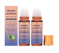 Huile de ricin bio avec roll-on en quartz rose, Roll-on à l'huile de ricin dorée, hydrate la peau en profondeur, soulage la sécheresse et illumine le teint, 50 ml