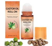 Huile de ricin bio avec rouleau de quartz rose, huile de ricin sans hexane, bio pressée à froid, non raffinée, pour la croissance des cheveux, des cils, des sourcils et de la peau, 1,7 onces (1 pièce)