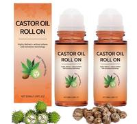 Huile de ricin bio avec rouleau de quartz rose, huile de ricin sans hexane, bio pressée à froid, non raffinée, pour la croissance des cheveux, des cils, des sourcils et de la peau, 2 pièces