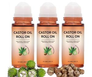 Huile de ricin bio avec rouleau de quartz rose, huile de ricin sans hexane, bio pressée à froid, non raffinée, pour la croissance des cheveux, des cils, des sourcils et de la peau, 3 pièces