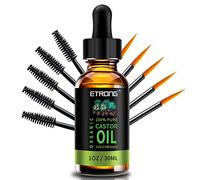 Huile de ricin bio, huile de ricin pure pressée à froid pour les cheveux, les cils, les sourcils, la peau, la croissance des cheveux et le visage avec 5 pinceaux de sourcils Eyeliner, 1 oz (30 ml)