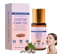 Huile De Ricin Bio Pressée à Froid,Organic Castor Oil Roll On with Rose Quartz Roller,Moisturizing Oil for Brows, Lashes, Face, Hairline & Dry Skin - Travel Friendly Leakproof Roller Bottle (1PC)
