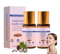 Huile De Ricin Bio Pressée à Froid,Organic Castor Oil Roll On with Rose Quartz Roller,Moisturizing Oil for Brows, Lashes, Face, Hairline & Dry Skin - Travel Friendly Leakproof Roller Bottle (2PC)
