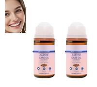Huile de ricin biologique avec bille de quartz rose, huile de ricin dorée pressée à froid pour la croissance des cheveux, des cils, du visage et du corps, huile de ricin naturelle 50mL (2 pcs)