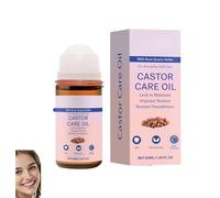 Huile de ricin biologique avec bille de quartz rose, huile de ricin dorée pressée à froid pour la croissance des cheveux, des cils, du visage et du corps, huile de ricin naturelle 50mL (1 pcs)