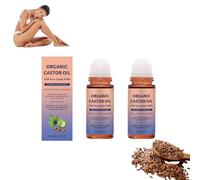 Huile de ricin biologique avec quartz rose, 100% pure, extra vierge, pressée à froid sans hexane, pour croissance cheveux, cils, sourcils, soin visage et corps (2pcs)
