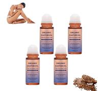 Huile de ricin biologique avec quartz rose, 100% pure, extra vierge, pressée à froid sans hexane, pour croissance cheveux, cils, sourcils, soin visage et corps (4pcs)