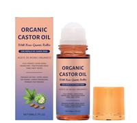 Huile de ricin biologique avec rouleau de quartz rose, 100% pure extra vierge, soin de la peau du corps à l'huile de ricin, crème de massage corporel pour peau sèche (1pc)