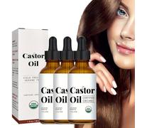 Huile de ricin certifiée USDA, 100 % pure, huile de castor biologique pour la croissance des cheveux, pure, naturelle et pressée à froid, stimule la croissance des cils, des sourcils et des cheveux -