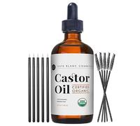 Huile de ricin certifiée USDA bio naturelle pressée à froid sans hexane de Kate Blanc Stimule la croissance des cils, des sourcils, des cheveux. Hydratant et purificateur d'huile. Kit de démarrage