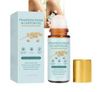 Huile de ricin pure pressée à froid, élixir de beauté raffermissant pour le visage et le cou, essence de soin hydratante pour la peau à l'encens - avec boule à roulettes en quartz rose (1PCS)