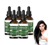 Huile de romarin bio pour la croissance des cheveux - Huile essentielle de romarin pour le soin du cuir chevelu - Sérum capillaire botanique pour la croissance et l'épaisseur, 50 ml (5 bouteilles)