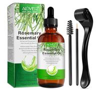 Huile de Romarin pour Cheveux 120 ml avec Derma-roller 0.25mm, 100% Pure Huile Essentielle de Romarin pour Cils, Sourcils, Visage, Soins de la Peau, Massage du Corps, Stimule la Croissance