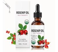 Huile de Rose Musquée,Rosehip Oil for Face & Softer Glowing Skin,Organic,Cold Pressed,Rosehip Seed Face Oil for Facial & Gua Sha Massage,pour les Visage Cheveux Hydrates Corps Peau,Nourrissante (1PC)