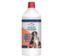 Huile de saumon pour chiens, chats et chevaux 1 litre - [100 % naturel | oméga 3, 6, 9 + vitamines A, D3, E | usage vétérinaire] - Complément pour pelage, peau, articulations - Bouteille en Italie