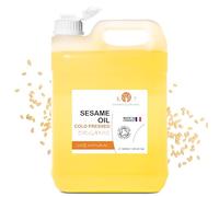 Huile de Sésame Bio 100% Pure, Pressée à Froid, Soin Peau & Cheveux, Massage Ayurveda, Antioxydant, Multi-Usage, Nourrit les cheveux et la Peau 5000 ml