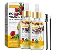 Huile de vitamine E 60ml, 100% naturelle huile de rose, pour la peau, le visage, les cheveux et les cuticules des ongles, pour apaiser la peau, la peau sèche, les rides, les cicatrices (2 bouteilles)