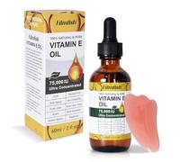 Huile de Vitamine E Bio 75 000 UI + Outil de Massage Gua Sha Visage à l'Action Antioxydante, Hydratant,Réducteur de Cicatrices pour Visage, Corps, Cheveux & Ongles - 60ml