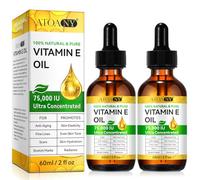 Huile de vitamine E pour la peau, les cheveux le visage -75000 UI, Vitamine E naturelle et biologique pour les cicatrices, le cuir chevelu huile pour bain corps, hydratation de la peau sèche 120ml