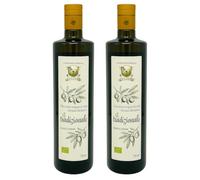Huile d'olive extra vierge biologique italienne, Ogliarola Garganica italienne, huile EVO extraite à froid, 100% huile des Pouilles, fruité moyen, pack de 2 bouteilles de 750 ml