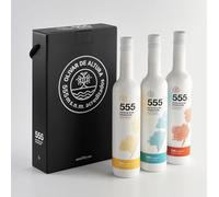 Huile d'olive extra vierge de récolte précoce 500ml. Hojiblanca, variété picual et arbéquinale. Coffret cadeau d'huile d'olive extra vierge format 3 bouteilles de 500ml. Huile Gourmande Extra Vierge.