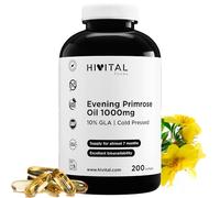 Huile d'Onagre 1000 mg avec 10% Oméga 6 GLA. 200 perles d'huile pour 6 mois