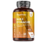 Huile d'Onagre Pressée à Froid 1000mg - 180 Gélules Vegan Multi Usages pour 6 Mois - Riche en Oméga 6 & 9 avec Acide Linoléique, Oléique & Gamma-linolénique, Testé par Eurofins, sans OGM & Gluten