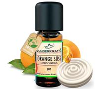 Huile d'orange bio pure 10 ml + pierre parfumée - Huile essentielle d'orange bio 100 % naturelle douce de Wunderkraft - Convient pour l'aromathérapie et le diffuseur