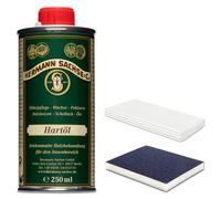 Huile dure, kit incluant 250 ml de produit, huile pour bois, meubles, plan de travail, protection efficace du bois en intérieur, huile de lin naturelle, avec chiffon universel et tapis de ponçage