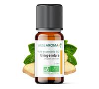 Huile Essentielle BIO de Gingembre 10ML - Certifiée AB - 100% Pure & Naturelle, Chémotypée HEBBD - Pratiques agricoles durables - Analysée et conditionnée en France
