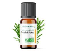 Huile Essentielle BIO de Romarin à Cinéole 10ML - Certifiée AB - 100% Pure & Naturelle, Chémotypée HEBBD - Pratiques agricoles durables - Analysée et conditionnée en France