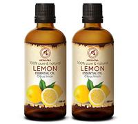 Huile Essentielle De Citron 2x100 ml - Citrus Limon - pour Diffuseur et Lampe Aroma - le Savon et les Bougies - Huile de Sauna - Parfums d'Intérieur - Arôme d'agrumes - Aromathérapie
