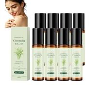 Huile essentielle de citronnelle à appliquer en roll-on, sérum de massage apaisant et doux à la citronnelle, essence parfumée hydratante et nourrissante pour le corps, longue tenue. (8PCS)