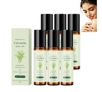 Huile essentielle de citronnelle à appliquer en roll-on, sérum de massage apaisant et doux à la citronnelle, essence parfumée hydratante et nourrissante pour le corps, longue tenue. (6PCS)