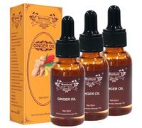 Huile essentielle de gingembre, Huile de gingembre pour le drainage lymphatique, Cheveux, Massage, Gonflement et peau, Drainage lymphatique naturel Huile de gingembre-Lot de 3