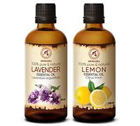 Huile Essentielle de Lavande - Lavandula Angustifolia - Huile Essentielle de Citron 2x100ml - Citrus Limon - Pure & Naturelle - Huile pour la Peau - la Bonne Humeur - Aromathérapie